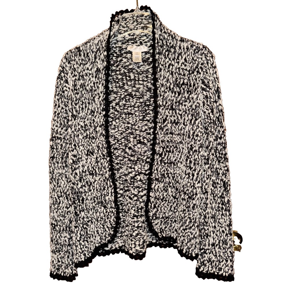 Wool Blend Boucle Sweater Jacket M Open Front Quiet Luxury Old Money Cardigan